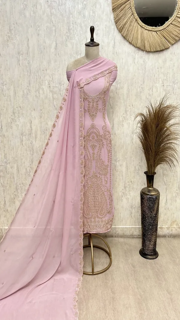 Elegant_Georgette_Unstitched_Suit_Pink
