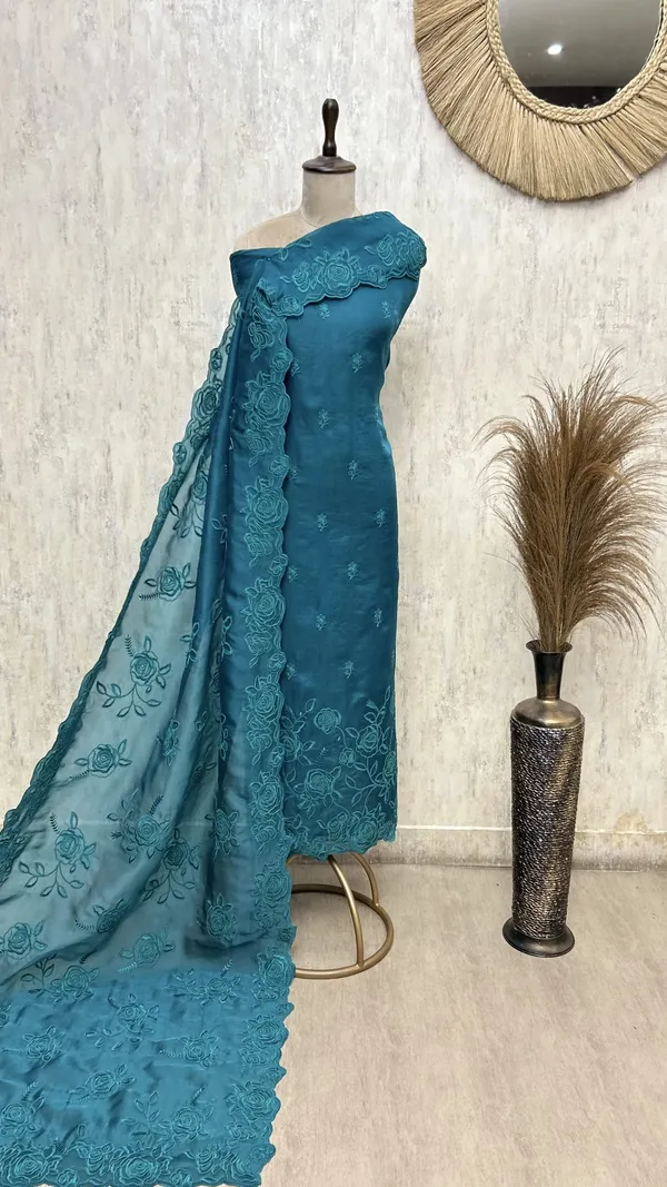 Floral_Grace_Glass_Organza_Unstitched_Suit_Teal_Blue
