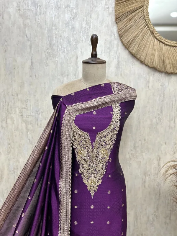 Exquisite_Kanjivaram_Silk_Unstitched_Suit_Wine_Purple