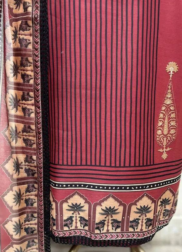 Regal_Blend_Of_Traditional_Maheshwari_Unstitched_Suit_Dark_Red