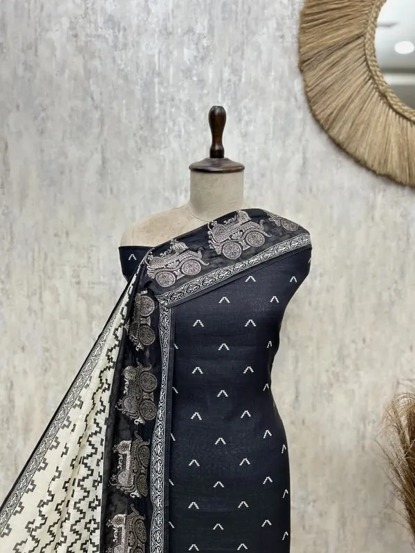 Monochrome_Muse_Tissue_Linen_Unstitched_Suits_Black