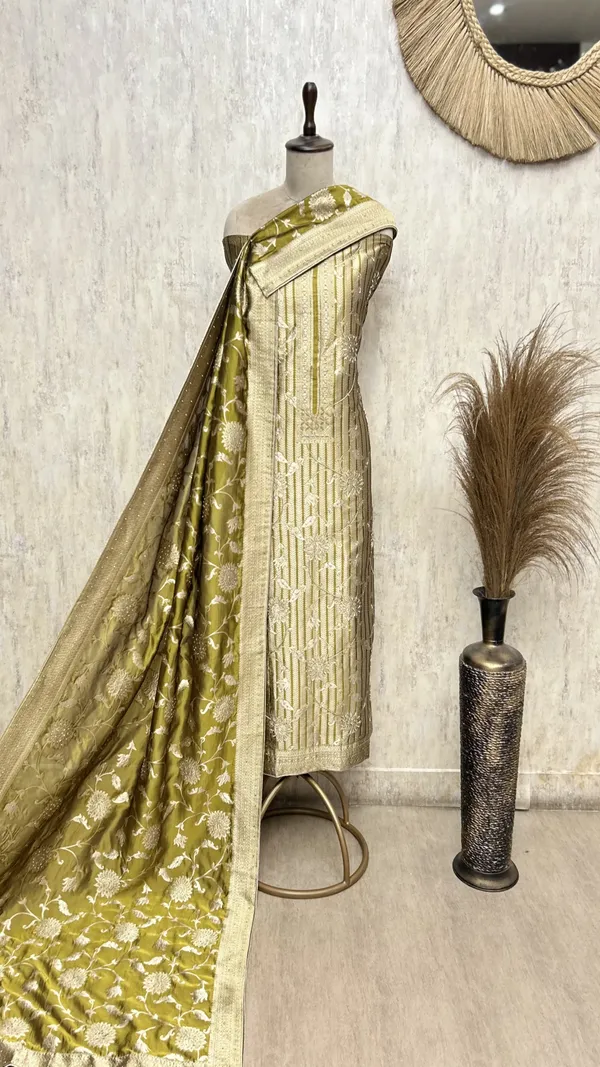 Exquisite_Brocade_Silk_Unstitched_Suits_Bright_Yellow_Green