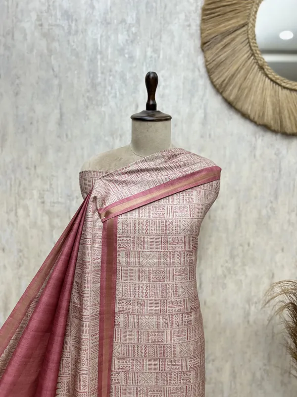 Smooth_Texture_Tussar_Silk_Unstitched_Suits_Dull_Pink