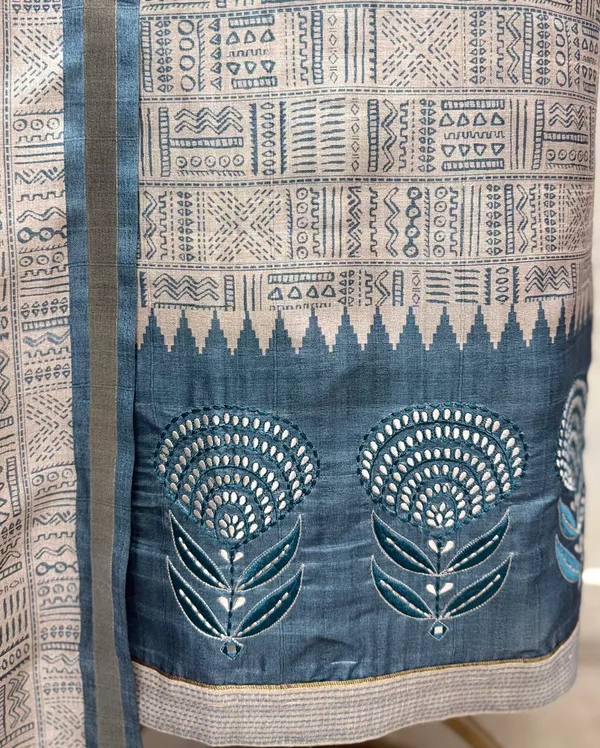 Smooth_Texture_Tussar_Silk_Unstitched_Suits_Teal_Blue