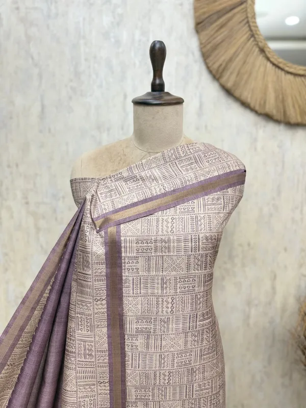 Smooth_Texture_Tussar_Silk_Unstitched_Suits_Purple