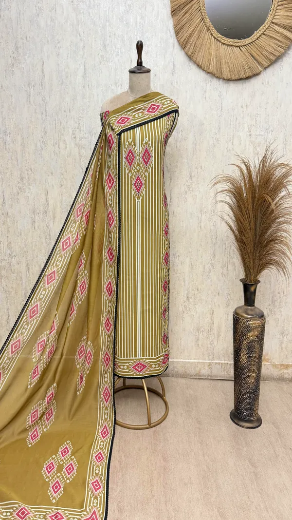 Graceful_Maheshwari_Unstitched_Suits_Olive_Green