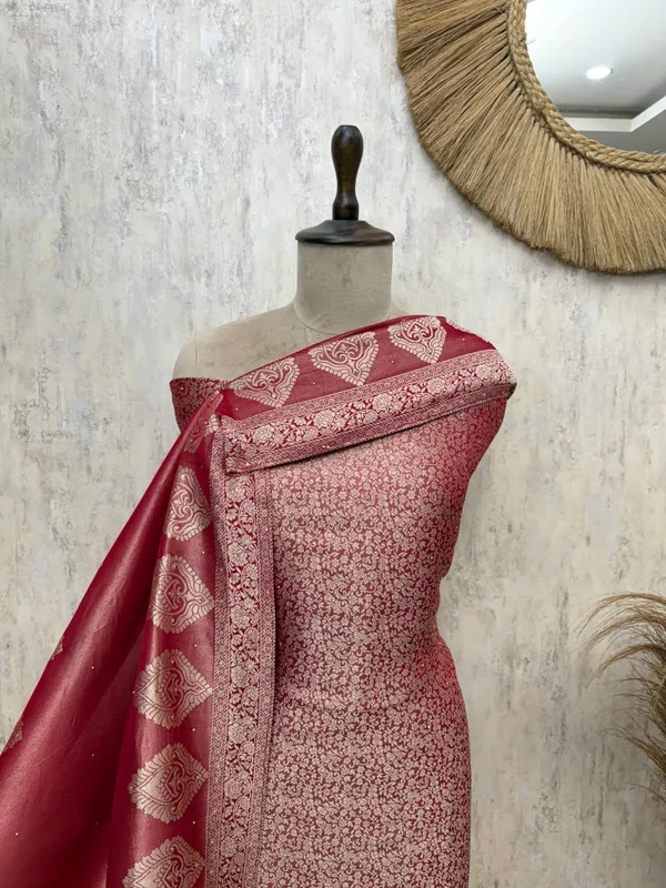Regal_Brocade_Silk_Unstitched_Suits_Rust_Red