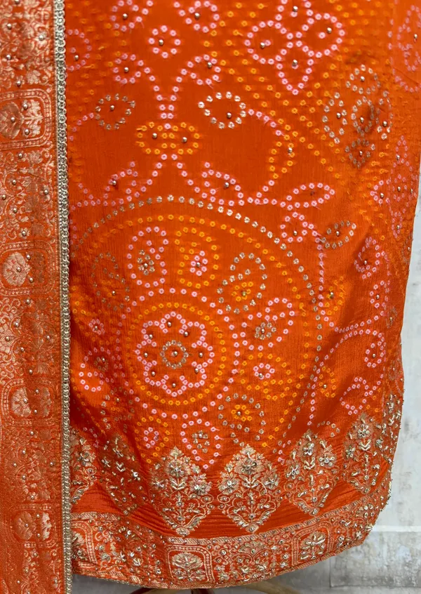 Elegant_Bandhani_Chinnon_Unstitched_Suit_Orange