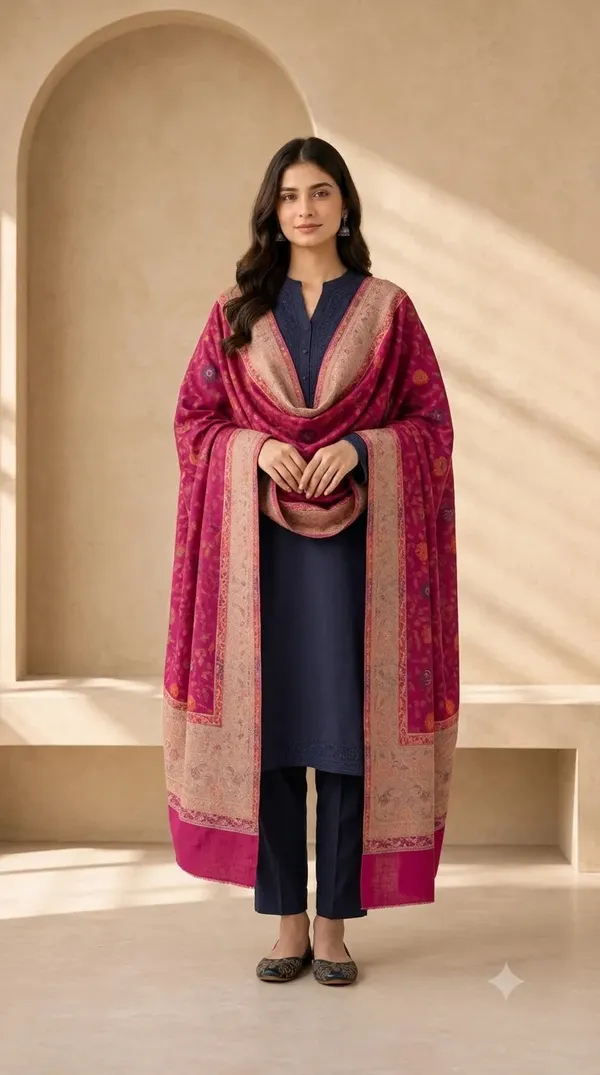 Non_Reversible_Semi_Pashmina_Unisex_Stole_Pack_Of_1_With_Premium_Curated_Box_Packaging_Dark_Pink_Box_Packaging1