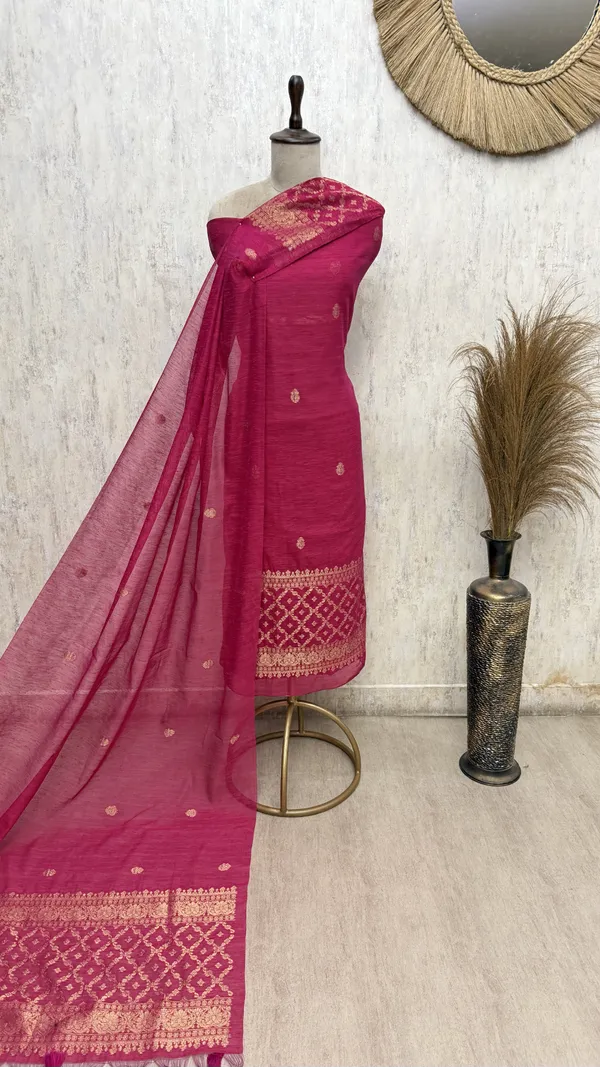 Elegance_Of_Banarasi_Chanderi_Unstitched_Suits_Dark_Pink