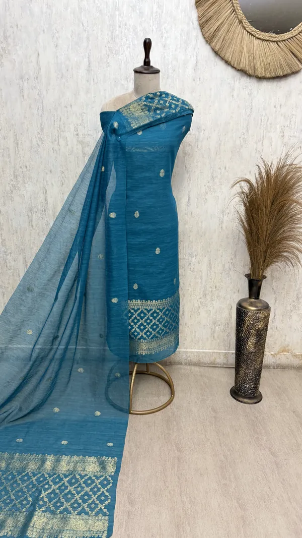 Elegance_Of_Banarasi_Chanderi_Unstitched_Suits_Teal_Blue