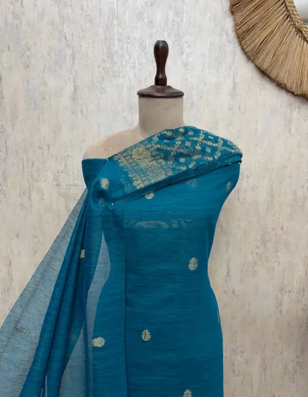 Elegance_Of_Banarasi_Chanderi_Unstitched_Suits_Teal_Blue