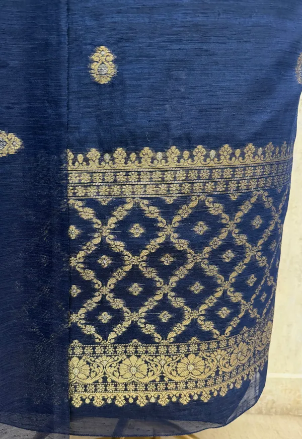 Elegance_Of_Banarasi_Chanderi_Unstitched_Suits_Indigo_Blue_1