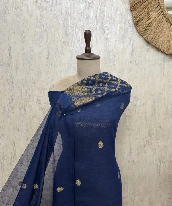 Elegance_Of_Banarasi_Chanderi_Unstitched_Suits_Indigo_Blue_1