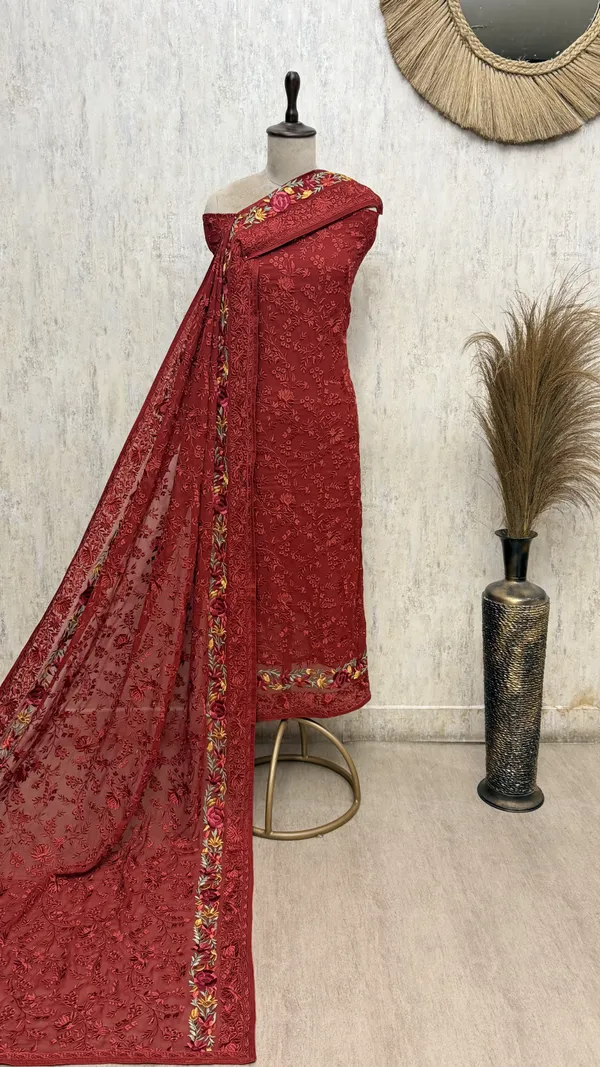 Timeless_Resham_Jaal_Georgette_Unstitched_Suits_Rust_Orange