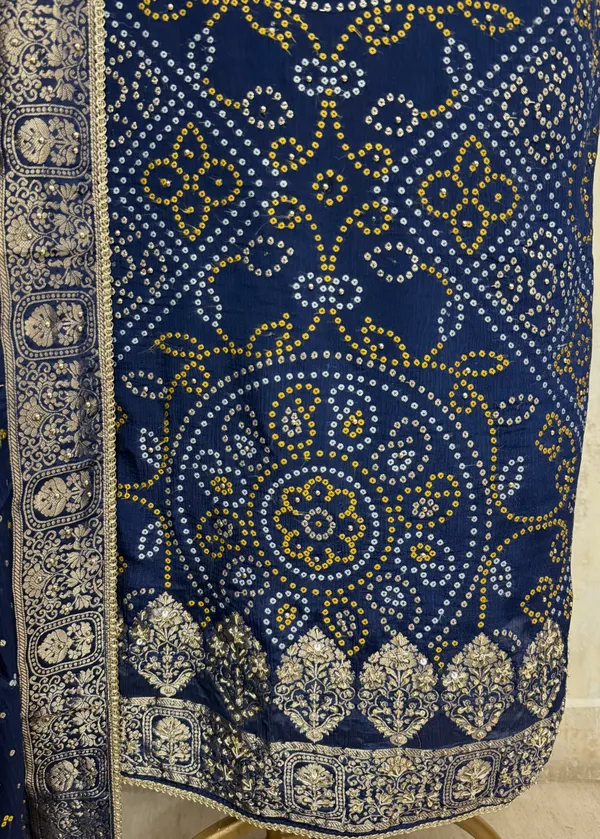 Elegant_Bandhani_Chinnon_Unstitched_Suit_Indigo_Blue_1