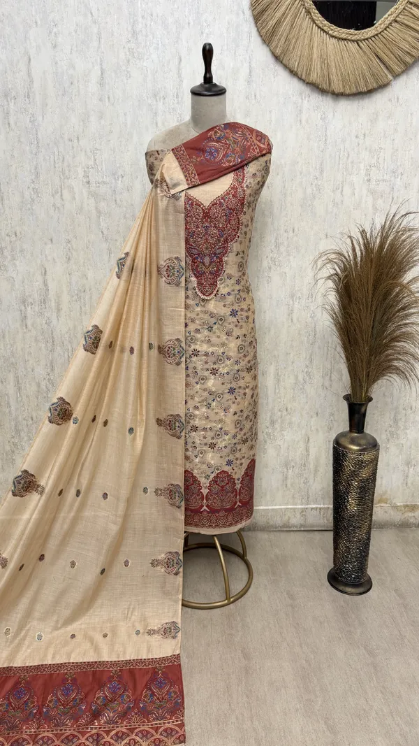 Enchanted_Grace_Jamdani_Linen_Unstitched_Suits_Crayola_Peach