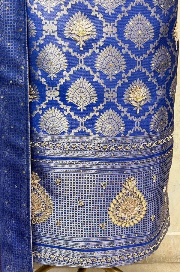 Resplendent_Kanjivaram_Silk_Unstitched_Suits_Indigo_Blue_1