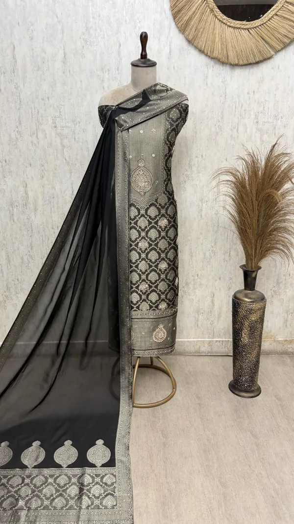 Resplendent_Kanjivaram_Silk_Unstitched_Suits_Black