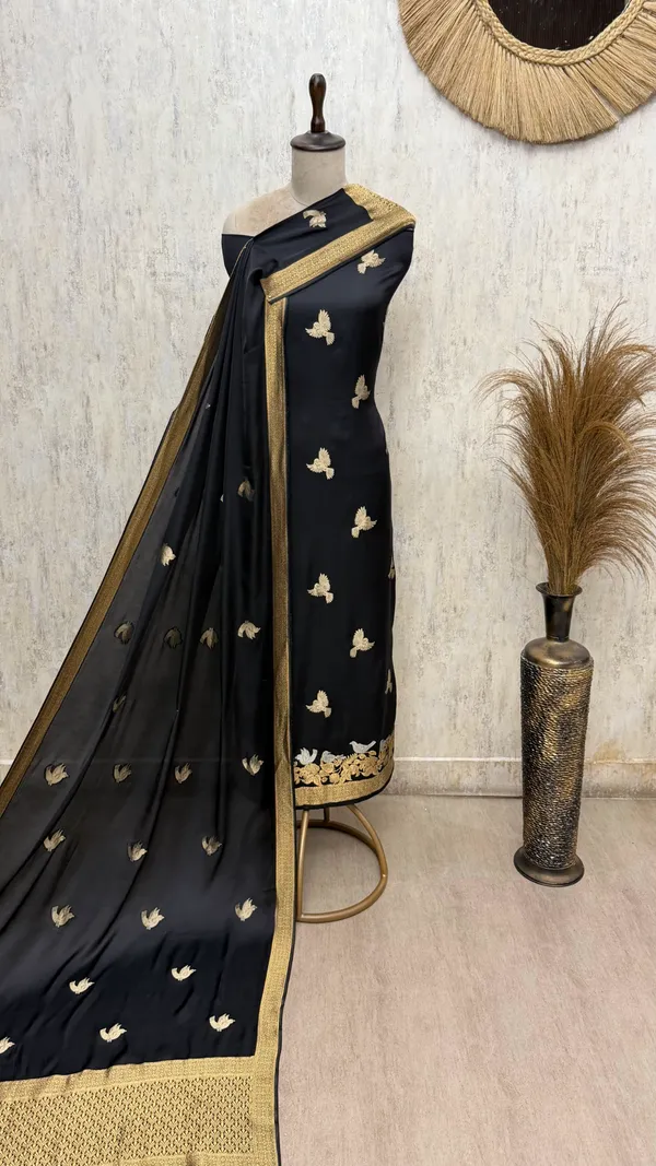 Lustrous_Modal_Silk_Suit_Unstitched_Suits_Black