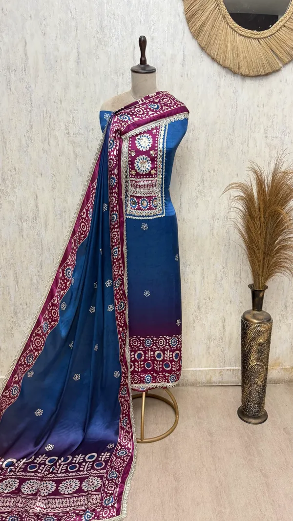 Heirloom_Elegance_Gajji_Silk_Unstitched_Suits_Indigo_Blue_1