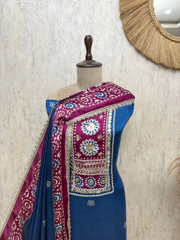 Heirloom_Elegance_Gajji_Silk_Unstitched_Suits_Indigo_Blue_1