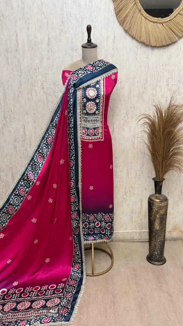 Heirloom_Elegance_Gajji_Silk_Unstitched_Suits_Dark_Pink