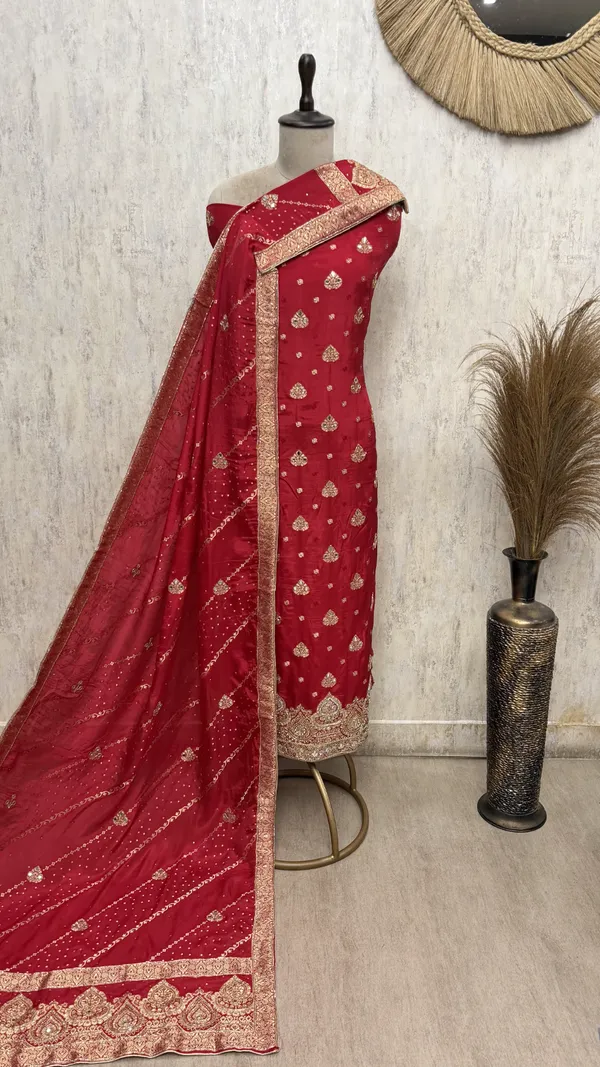 Majestic_Banarasi_Silk_Tissue_Unstitched_Suit_Red
