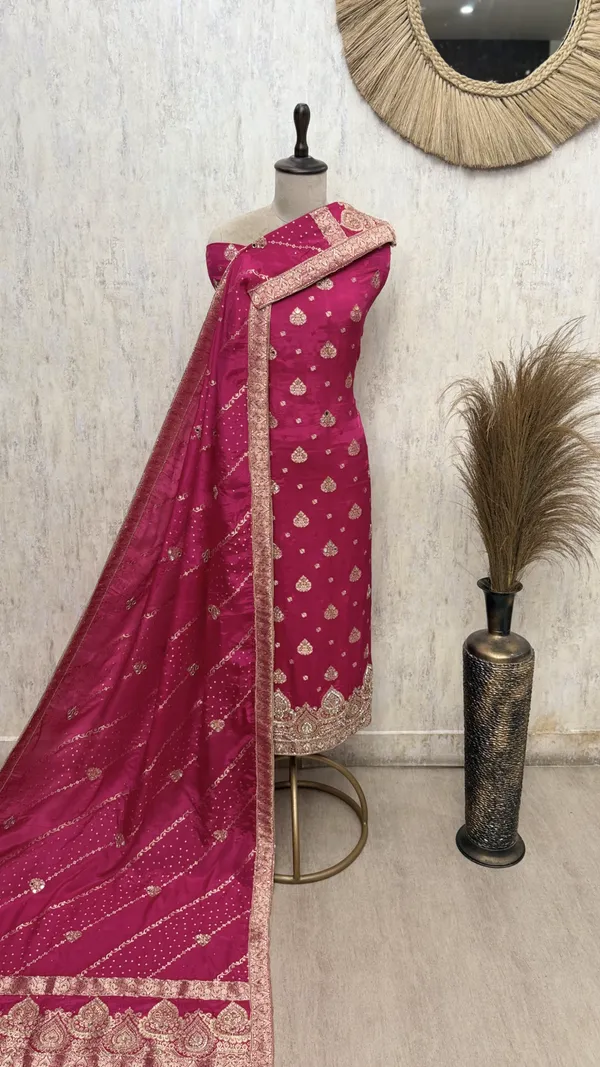 Majestic_Banarasi_Silk_Tissue_Unstitched_Suit_Magenta_Pink