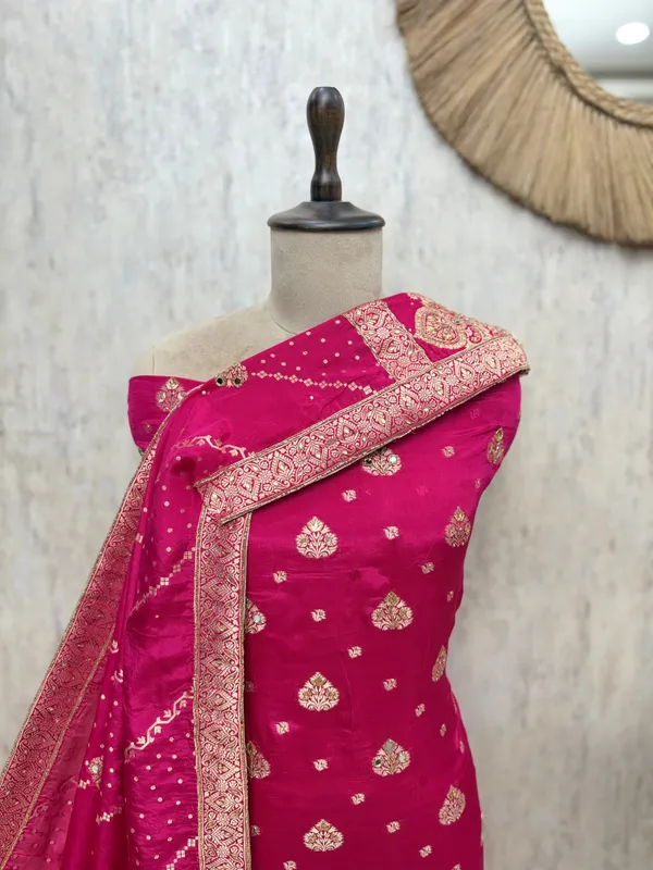 Majestic_Banarasi_Silk_Tissue_Unstitched_Suit_Magenta_Pink