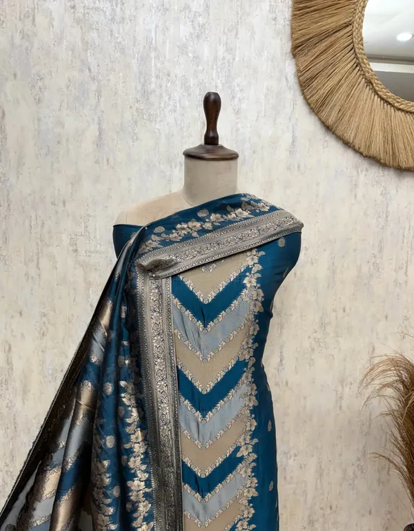 Aureate_Kanjivaram_Silk_Unstitched_Suits_Blue