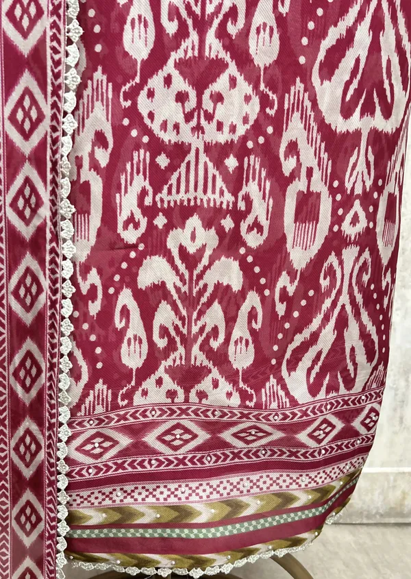 Luminous_Twill_Organza_Unstitched_Suits_Magenta_Red