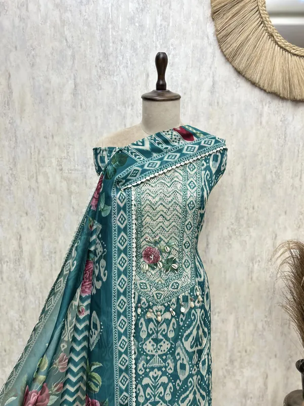 Luminous_Twill_Organza_Unstitched_Suits_Sage_Green
