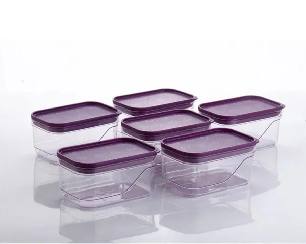 Multicolour_Arto_Clear_Food_Storage_Containers_With_Purple_Lids,_Rectangular_Shape,_Pack_Of_3