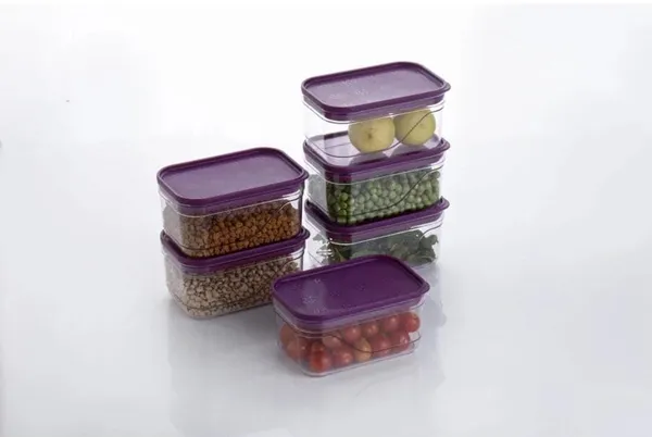 Multicolor_Arto_Clear_Food_Storage_Containers_With_Purple_Lids,_Rectangular_Shape,_Pack_Of_5