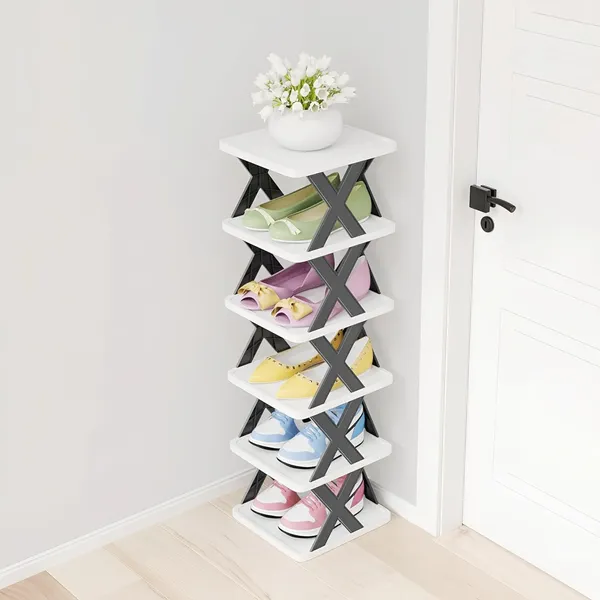 Multicolour_Arto_Space_Organizer_Multi-Purpose_4_Layer_Folding_Shoe_Rack,_Stackable_Shelf,_Space-Saving,_Easy_Assembly_And_Stable_In_Structure,_Corner_Storage_Organizer_For_Home,_Kitchen,_Garage_6_Layer
