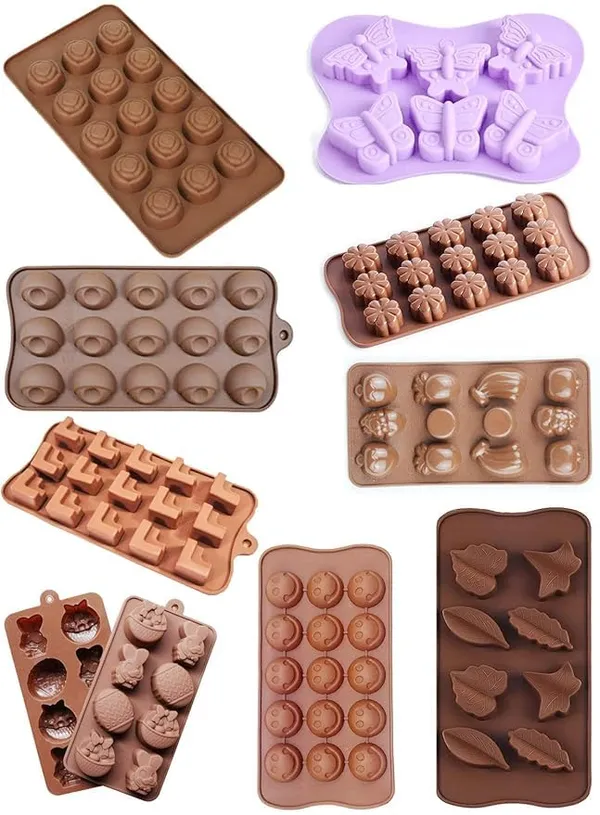 Brown_Arto_Silicone_Chocolate_Moulds,_Food_Grade,_9_Different_Shapes