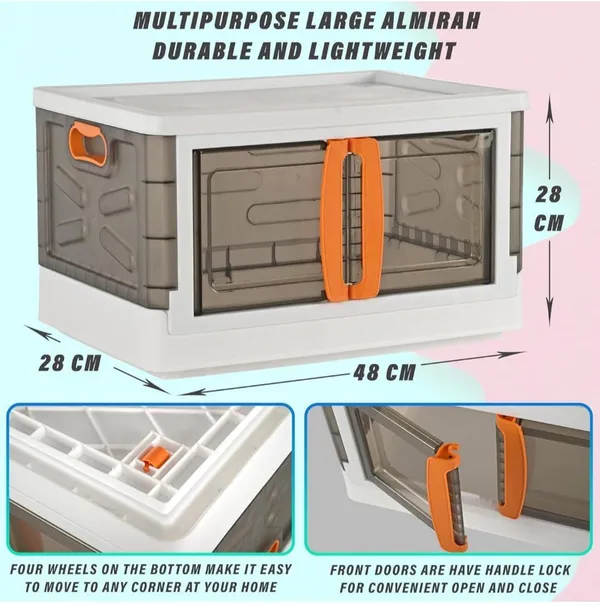 White_Arto_Kitchen_Storage_Bins_With_Lids,_Collapsible_And_Stackable_Storage_Bins,_Plastic_Closet_Organizer,_70_Ltr_Folding_Storage_Box,_Containers_For_Organizing_With_Door_Pack_Of_1