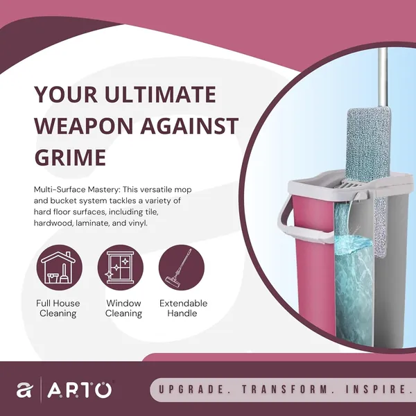 Multicolour_Arto_Bucket_Flat_Mop_With_Telescopic_Stick,_360°_Flexible_Spin_Head_With_Super_Absorbent_Microfiber_Pad_Extended_Steel_Handle_Mop_With_2_Soft_Refill_Microfiber_Pads