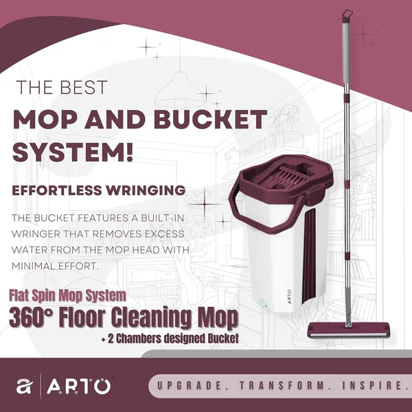 Multicolour_Arto_Bucket_Flat_Mop_With_Telescopic_Stick,_360°_Flexible_Spin_Head_With_Super_Absorbent_Microfiber_Pad_Extended_Steel_Handle_Mop_With_2_Soft_Refill_Microfiber_Pads