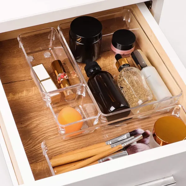 Transparent_Arto_Clear_Acrylic_Drawer_Organizer_Set_With_Various_Size_For_Bathroom,Bedroom_Dresser,Cosmetics_Makeup,Kitchen_Utensil,Office,Stationery,Drawer_Tray_Dividers,Vanity_Trays_Set_Of_5