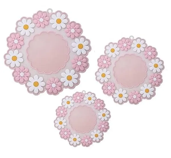 Multicolour_Flower_Design_Silicone_Coasters_For_Dining_Table_And_Countertop,_For_Hot_Pots,_Non-Slip,_Heat_Resistant_Trivet_Mats,_Dining_Table_Pads_For_Pots,_Bowls,_Dishes_&_Drinks,_Multi-Use_Set_Of_3