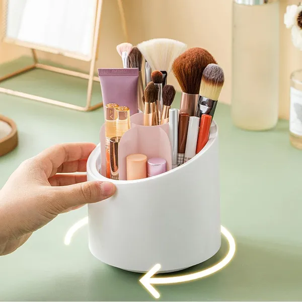 Transparent_Arto_360°Rotating_Dust-Proof_7_Compartment_Multifunctional_Organizer_With_Lid_For_Vanity,_Home,_Office,_Study_Table,_Dressing_Table_Makeup_Brush_Holder,_Stationary,_Pen_Storage_Box_Stand