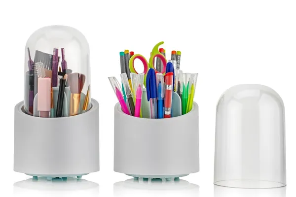Transparent_Arto_360°Rotating_Dust-Proof_7_Compartment_Multifunctional_Organizer_With_Lid_For_Vanity,_Home,_Office,_Study_Table,_Dressing_Table_Makeup_Brush_Holder,_Stationary,_Pen_Storage_Box_Stand