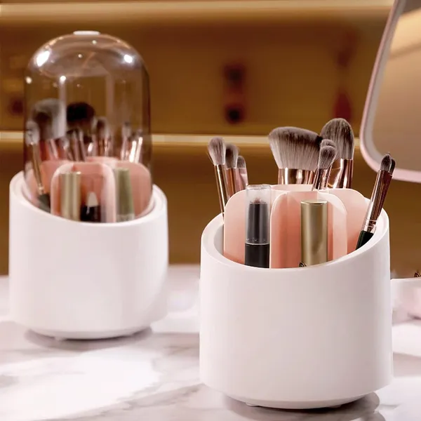 Transparent_Arto_360°Rotating_Dust-Proof_7_Compartment_Multifunctional_Organizer_With_Lid_For_Vanity,_Home,_Office,_Study_Table,_Dressing_Table_Makeup_Brush_Holder,_Stationary,_Pen_Storage_Box_Stand