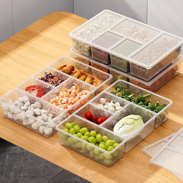 Transparent_Plastic_Veggie_Tray_With_Lid_5_Compartment_Food_Container_With_Dividers_Large_Serving_Tray_Travel_Snack_Containers_Saver_Snack_Box_Fruit,_Vegetable,_Salad,_Meal_Pack_Of_1