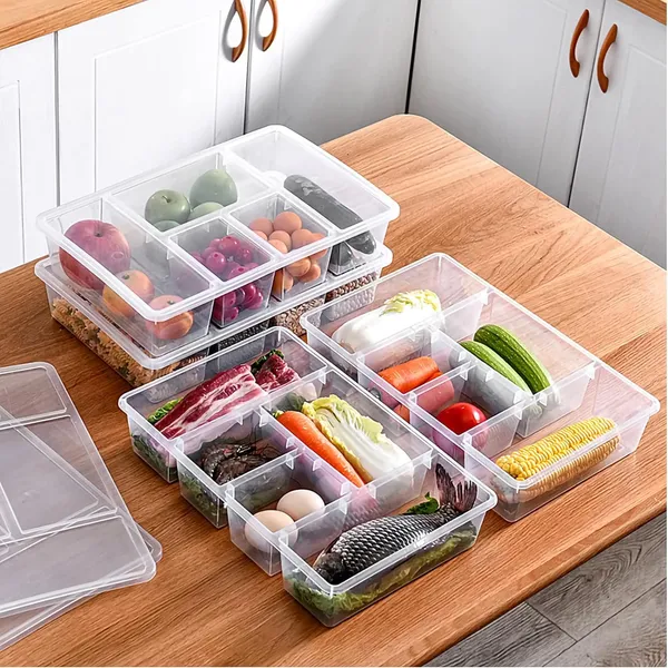 Transparent_Plastic_Veggie_Tray_With_Lid_5_Compartment_Food_Container_With_Dividers_Large_Serving_Tray_Travel_Snack_Containers_Saver_Snack_Box_Fruit,_Vegetable,_Salad,_Meal_Pack_Of_1