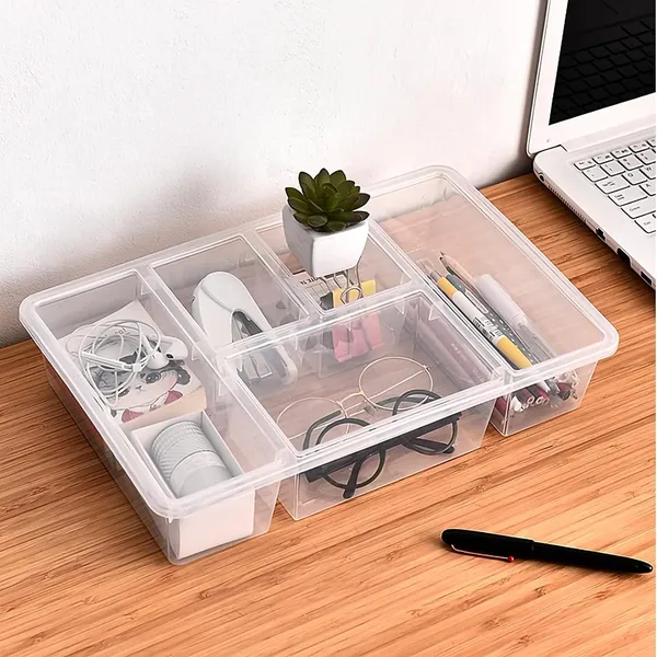Transparent_Plastic_Veggie_Tray_With_Lid_5_Compartment_Food_Container_With_Dividers_Large_Serving_Tray_Travel_Snack_Containers_Saver_Snack_Box_Fruit,_Vegetable,_Salad,_Meal_Pack_Of_1