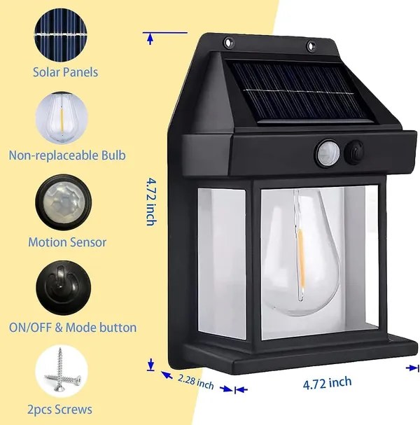 Black_Arto_Solar_Led_Bulb_Wall_Light_Lantern,Wireless_Dusk_To_Dawn_Porch_Lights_Fixture,Motion_Sensor_3_Modes,Waterproof_Exterior_Lighting_With_Clear_Panel_For_Outdoor,Garden,Patio,Yard,Auto_Chargeable
