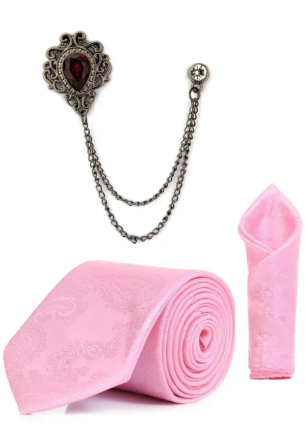 Premium_Paisley_Necktie,_Pocket_Square_&_Brooch_Set_for_Men_�_3_Elegant_Colors_erfect_for_Weddings,_Parties_&_Formal_Events